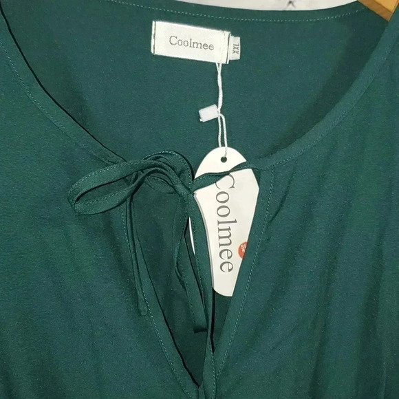 COOLMEE MATERNITY Hunter Green Long-sleeved Dress Stretchy - Picture 2 of 11